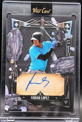 FABIAN LOPEZ 2024 Wild Card 5 Draw RC AUTO BLACK RAINBOW FOIL SP #1/1 of Marlins