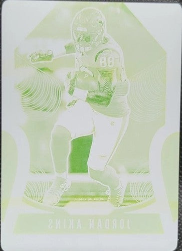 JORDAN AKINS 2019 Panini Prizm Yellow PRINTING PLATE SP 1/1 Texans Giants One of