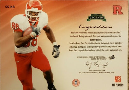 KENNY BRITT 2009 Press Pass Legends Saturday Signatures Rookie AUTO Autograph SP