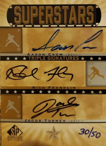 Nick FRANKLIN Aaron CROW Jacob TURNER 2012 SP Signature Edition TRIPLE AUTO #/50