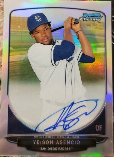 YEISON ASENCIO 2013 Bowman Chrome Prospects AUTO Refractor /500 San Diego Padres