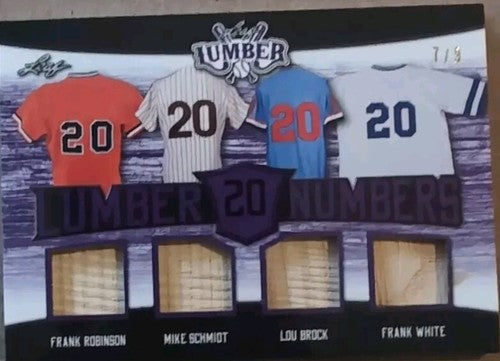 Mike SCHMIDT Lou BROCK Frank ROBINSON WHITE 2021 Leaf Lumber QUAD BAT PATCH #7/9