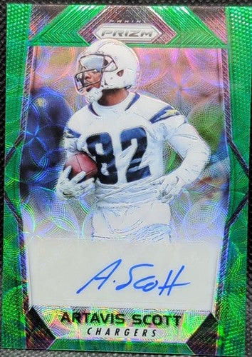 â¡ ARTAVIS SCOTT 2017 Panini Prizm RC AUTO Green Scope Variant SP /99 SD Chargers