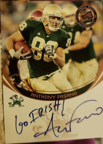ANTHONY FASANO 2006 Press Pass Rookie AUTO Autograph Inscription SP /75 Cowboys