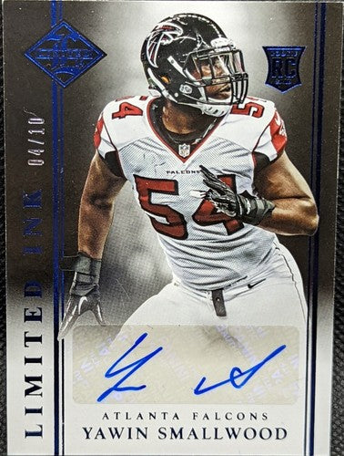 YAWIN SMALLWOOD 2014 Panini Limited Ink RC AUTO BLUE SP #04/10 Falcons Titans