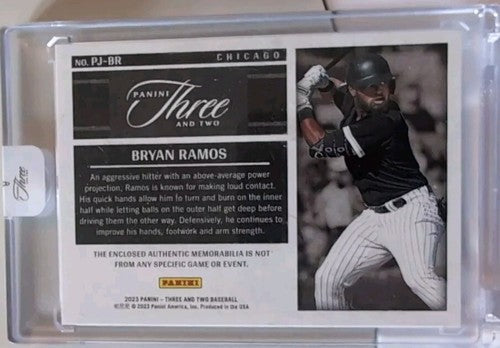 BRYAN RAMOS 2023 Panini Three And Two RC JUMBO JERSEY PATCH EMERALD /5 White Sox