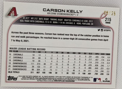CARSON KELLY 2022 Topps Chrome ORANGE Refractor SP #/25 D-Backs Cardinals Tigers