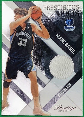 MARC GASOL 2010-11 Panini Prestige Game Used Worn JERSEY Foil SP #/25 Grizzlies