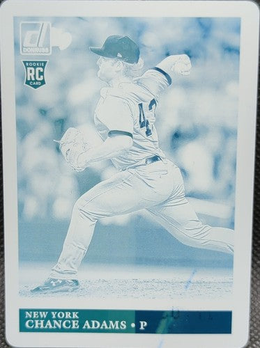 CHANCE ADAMS 2019 Panini Donruss RC PRINTING PLATE SP #1/1 Yankees Royals One of