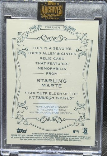 STARLING MARTE 2022 Topps Archives 2015 Allen & Ginter AUTO Jersey #1/1 Pirates