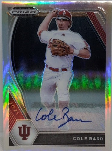 COLE BARR 2021 Panini Prizm Draft Picks RC Silver AUTO Mariners Indiana Hoosiers