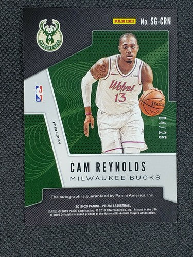 CAM REYNOLDS 2019-20 Panini Prizm GREEN SHIMMER AUTO SP #/25 Bucks Timber Wolves