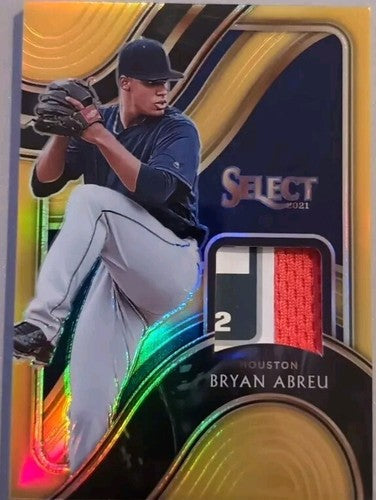 BRYAN ABREU 2021 Panini Select Jersey LAUNDRY TAG PATCH Gold Prizm #01/10 Astros