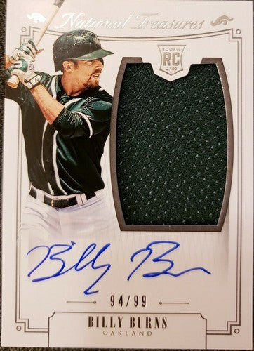 BILLY BURNS 2015 Panini National Treasures Dual RC AUTO Jumbo Jersey SP #/99 A's