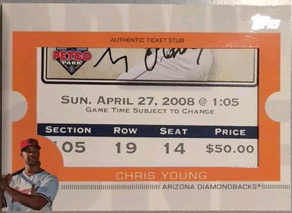 CHRIS YOUNG 2009 Topps Ticket To Stardom JUMBO STUB PATCH SP #/110 Diamondbacks