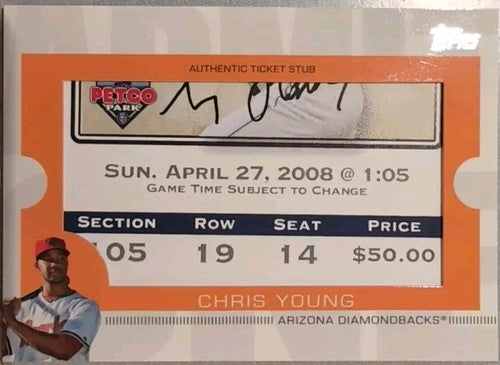 CHRIS YOUNG 2009 Topps Ticket To Stardom JUMBO STUB PATCH SP #/110 Diamondbacks