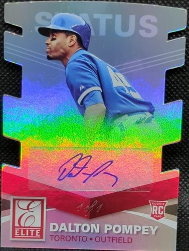DALTON POMPEY 2015 Panini Elite Die-Cut RC AUTO Black Status SP 1/1 Blue Jays of