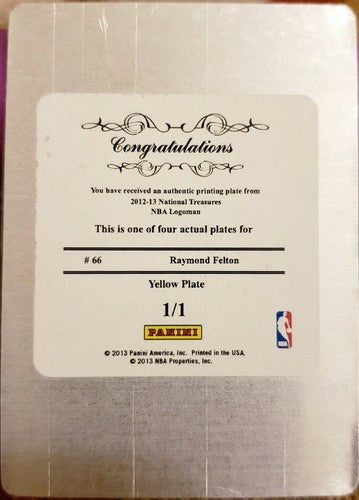 RAYMOND FELTON 2012-13 National Treasures NBA Logoman PRINTING PLATE #1/1 Knicks