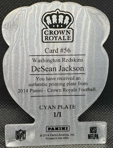 DeSEAN JACKSON 2014 Panini Crown Royale Die Cut PRINTING PLATE #1/1 Rams One of