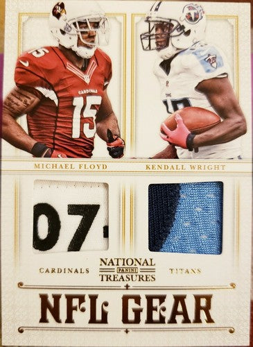 Michael FLOYD Kendall WRIGHT 2012 NFL Gear Dual Jersey LAUNDRY TAG PATCH SP #/49