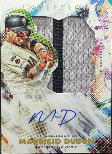 MAURICIO DUBON 2020 Topps Inception DUAL RC AUTO JUMBO JERSEY PATCH #/90 Giants