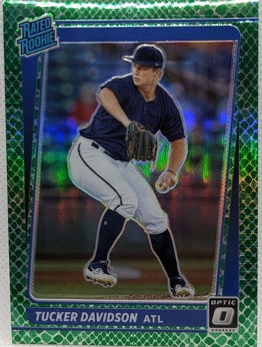 ð TUCKER DAVIDSON 2021 Donruss Optic Rated Dragon Scale Prizm 88 Braves Orioles