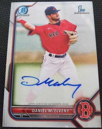 DANIEL McELVENY 2022 Topps Bowman Chrome RC Prospect 1st AUTO Boston Red Sox DMY