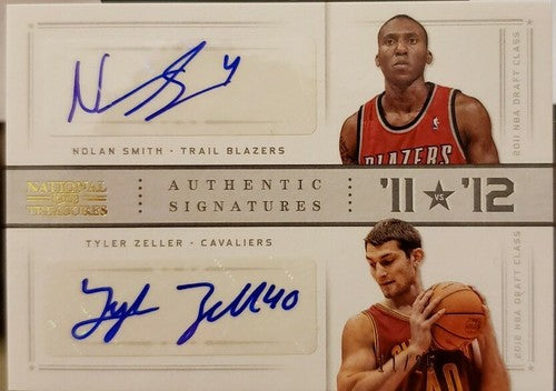 Tyler ZELLER Nolan SMITH 2012-13 National Treasures DUAL Rookie AUTO Autograph #