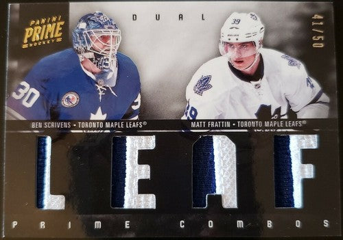 Ben SCRIVENS Matt FRATTIN 2011-12 Panini Prime Quad Game Used Jersey PATCH #/50