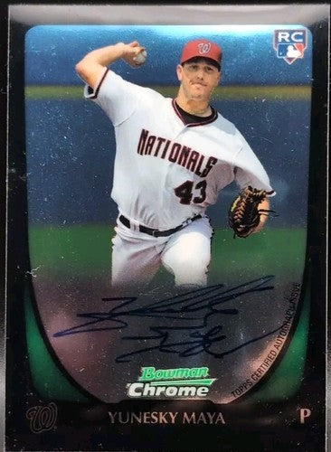 YUNESKY MAYA 2011 Bowman Chrome Draft Picks Prospect RC AUTO SP Nationals #200