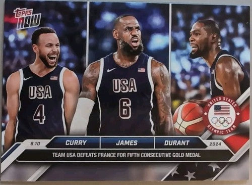 LeBron JAMES Stephen CURRY Kevin DURANT 2024 Topps Now 8.10 Olympics Team USA 26