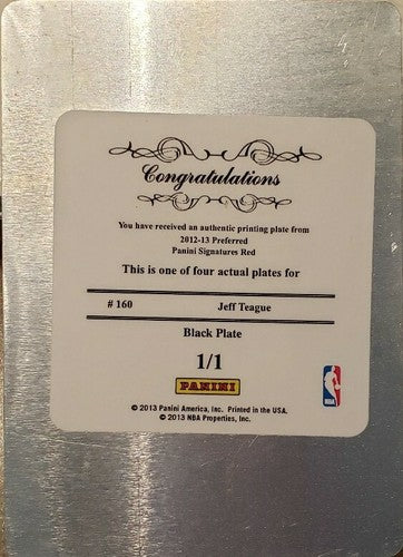 JEFF TEAGUE 2012-13 Preferred Signatures Red PRINTING PLATE SP #1/1 of 1 Hawks