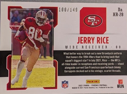 JERRY RICE 2021 Panini Phoenix Hot Routes GREEN HOLO Parallel /149 49ers Raiders