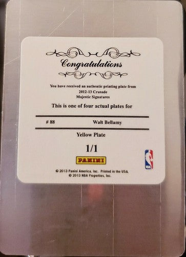WALT BELLAMY 2012-13 National Treasures Crusade PRINTING PLATE #1/1 Hawks Bells