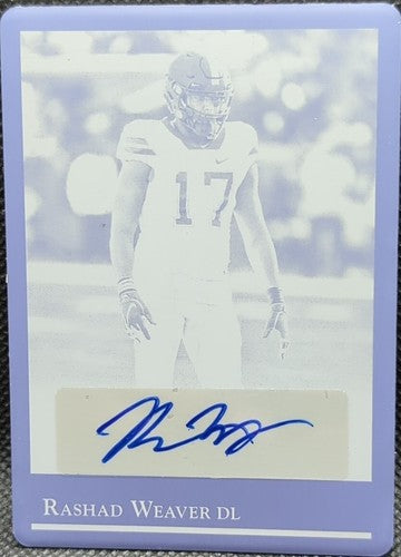 RASHAD WEAVER 2021 Leaf Ultimate Draft RC 1992 AUTO PRINTING PLATE 1/1 Titans of