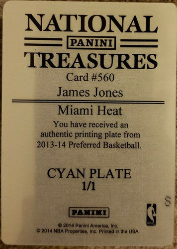 JAMES JONES 2013-14 National Treasures PRINTING PLATE SP 1/1 of 1 Preferred Heat