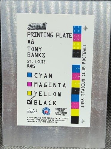 TONY BANKS 1998 Topps Stadium Club PRINTING PLATE #1/1 Rams Texans Ravens One of