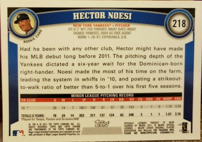 HECTOR NOESI 2011 Topps Chrome Rookie AUTO Autograph SP RC New York Yankees #218