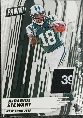 âï¸ ArDARIUS STEWART 2017 Panini Day Draft Cap LAUNDRY SIZE TAG PATCH SP Jets Hat