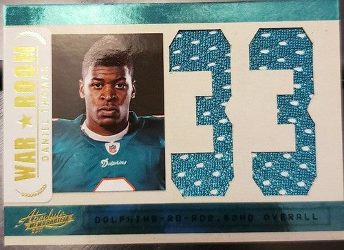 DANIEL THOMAS 2011 Panini Absolute Dual Rookie Used JERSEY Number #9/10 Dolphins