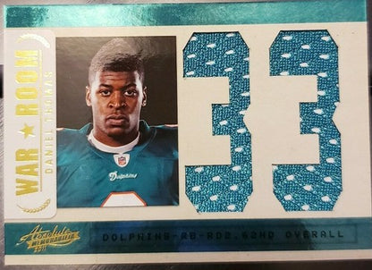 DANIEL THOMAS 2011 Panini Absolute Dual Rookie Used JERSEY Number #9/10 Dolphins
