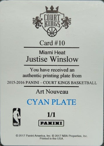 JUSTISE WINSLOW 2015-16 Panini Court Kings Art PRINTING PLATE #1/1 Heat Justice