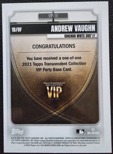 ANDREW VAUGHN 2021 Topps Transcendent VIP PARTY RC Purple #1/1 White Sox One of