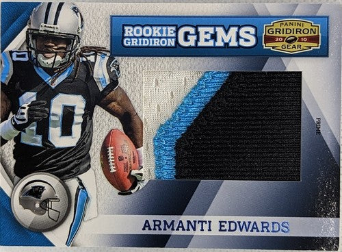 ARMANTI EDWARDS 2010 Panini Gridiron Gear Gems JUMBO Jersey PATCH #3/10 Panthers