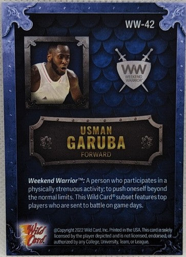 USMAN GARUBA 2022-23 Wild Card Matte Weekend Warriors Chase RC BLUE #3/6 Rockets