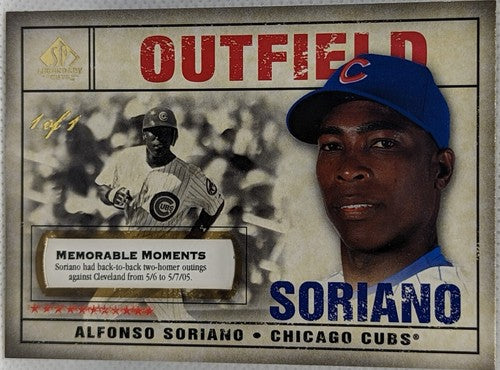 ALFONSO SORIANO 2008 Upper Deck SP Legendary Cuts Memorable Moments #1/1 One of