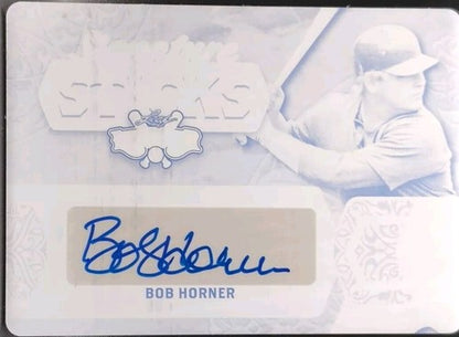 BOB HORNER 2022 Leaf Lumber Signature Sticks AUTO PRINTING PLATE SP #1/1 Braves