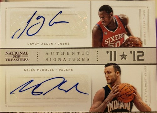 Miles PLUMLEE Lavoy ALLEN 2012-13 Panini National Treasures Dual AUTO /49 Pacers