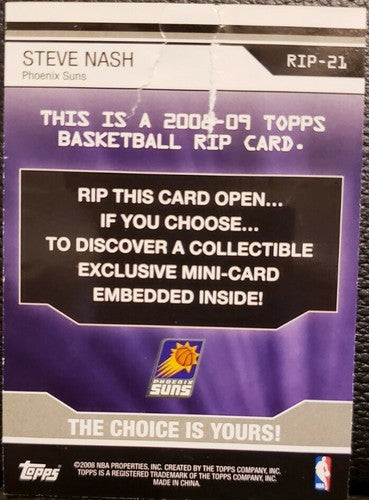 STEVE NASH 2008-09 Topps NBA Rip Card #/99 Phoenix Suns Lakers Nets Mini Ripped