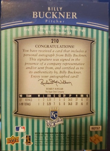 BILLY BUCKNER 2008 Upper Deck Premier RC Signatures AUTO Blue SP /99 Bill Royals